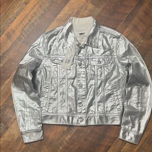 MM6 Maison Margiela White & Silver Painted Denim Jacket NWT- Women’s 44/Men’s 48